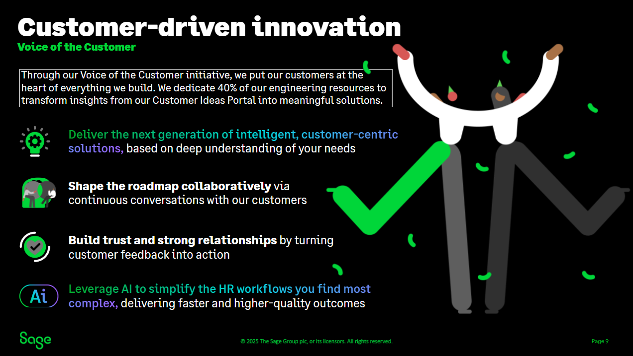 Sage People Roadmap slide 9 of 11: customer-driven innovation.